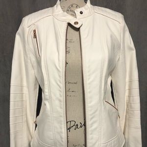 Guess White faux leather jacket M